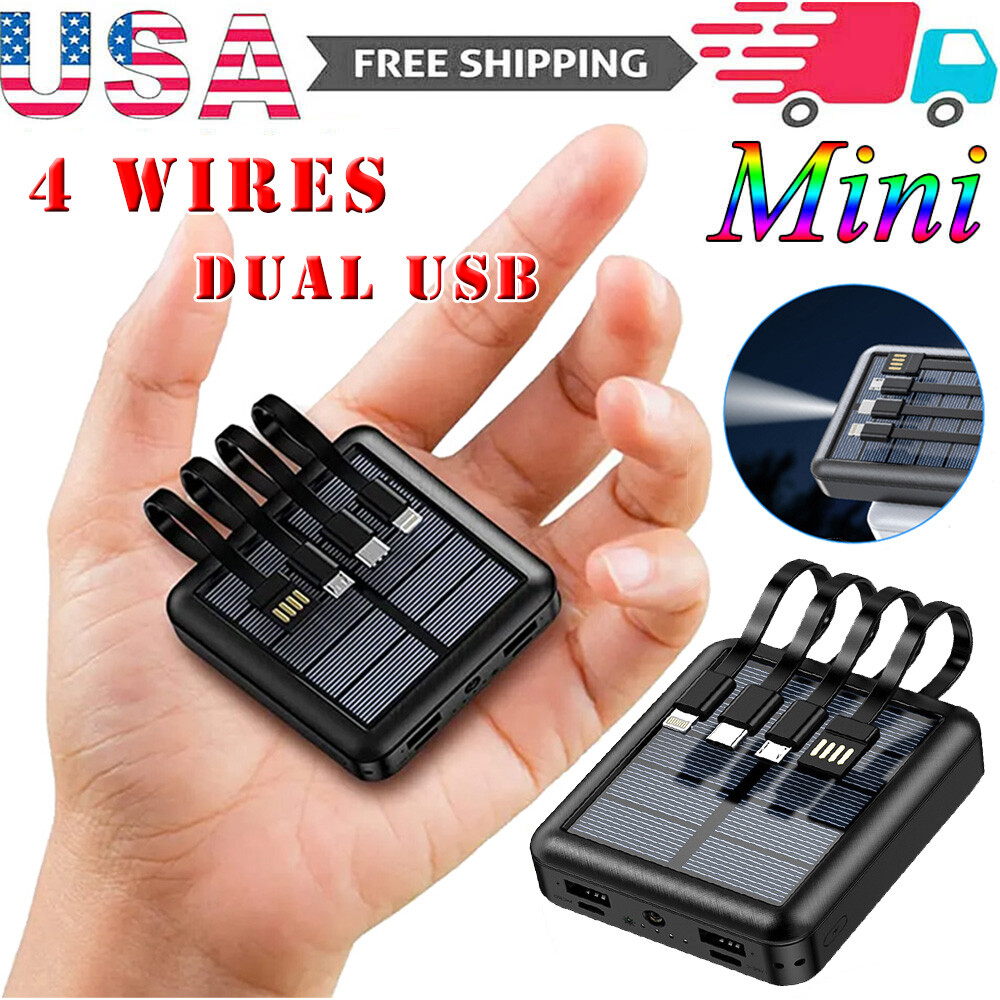 2026 Super Powerful 2 USB Portable Charger Mini Solar Power Bank for Cell Phone