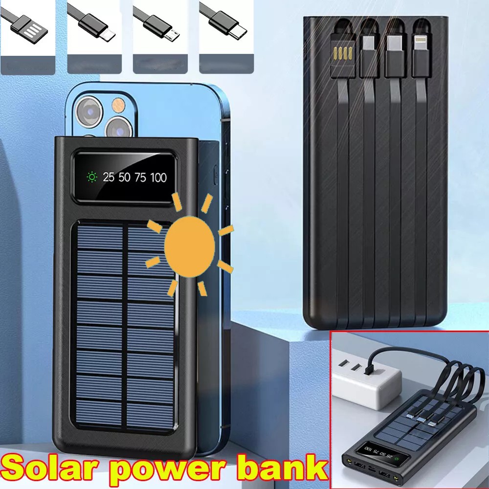100000mAh USB Portable Charger Solar Power Bank For Cell Phone 4 Output Ports