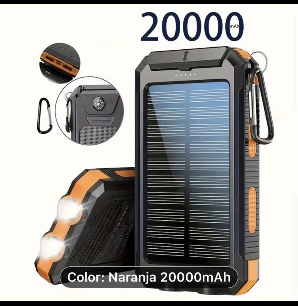 20000mAh Solar Charger Power Bank Waterproof Dual USB Flashlight iPhone/android