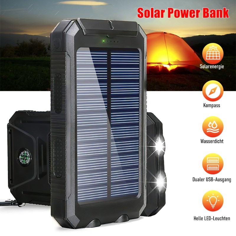 2025 Super 20000mAh USB Portable Charger Solar Power Bank for Cell Phone US