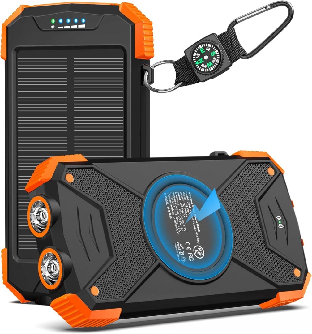 BLAVOR Solar Power Bank 10,000mAh, Portable Wireless Charger, 20W Fast Charging