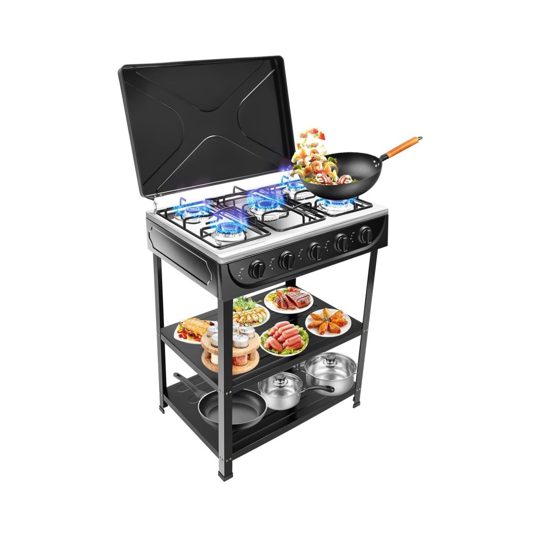 Propane Gas Stove 5 Burner Propane Burner,Outdoor Manual Ignition Camping Sto…