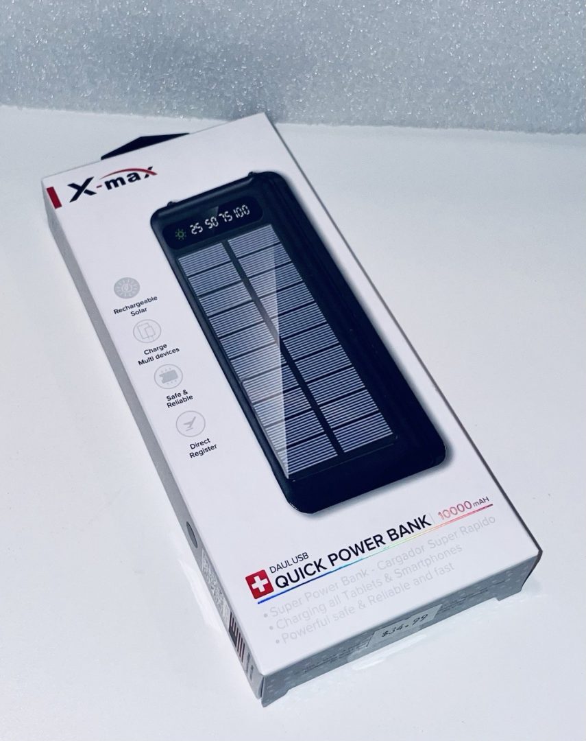 Solar Power Bank 10000Mah, Outdoor Charger with Built-in Cables, LED Display