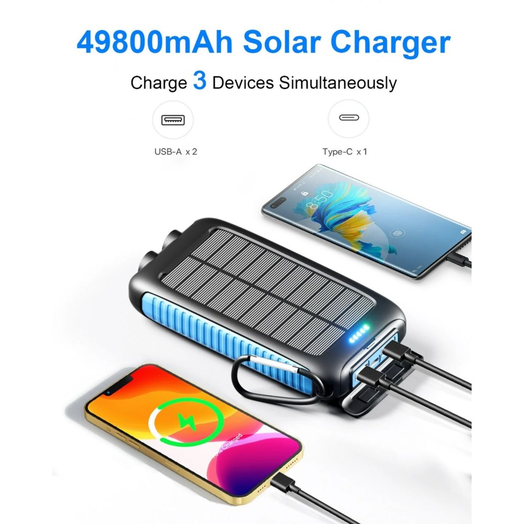 Solar Charger Power Bank 49800mAh – Portable Fast Charging Power Bank