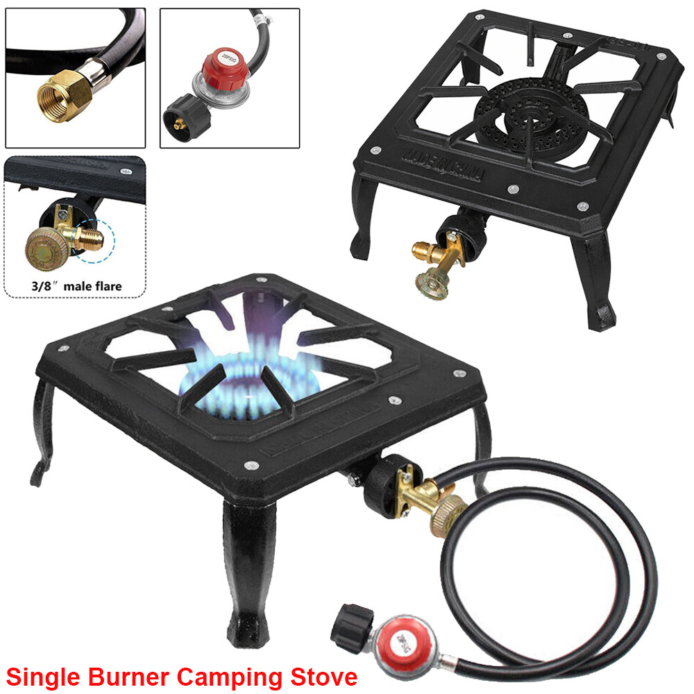 Single Burner Camping Stove Cast Iron Propane Gas LPG Outdoor BBQ Cooker New