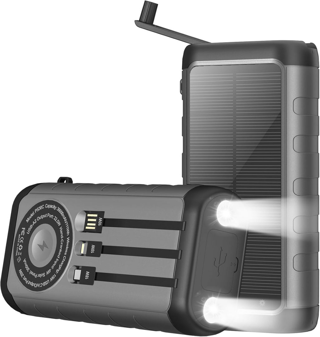 Solar Charger, 59800Mah Portable Power Bank for All Phones, Outdoor Waterproof B