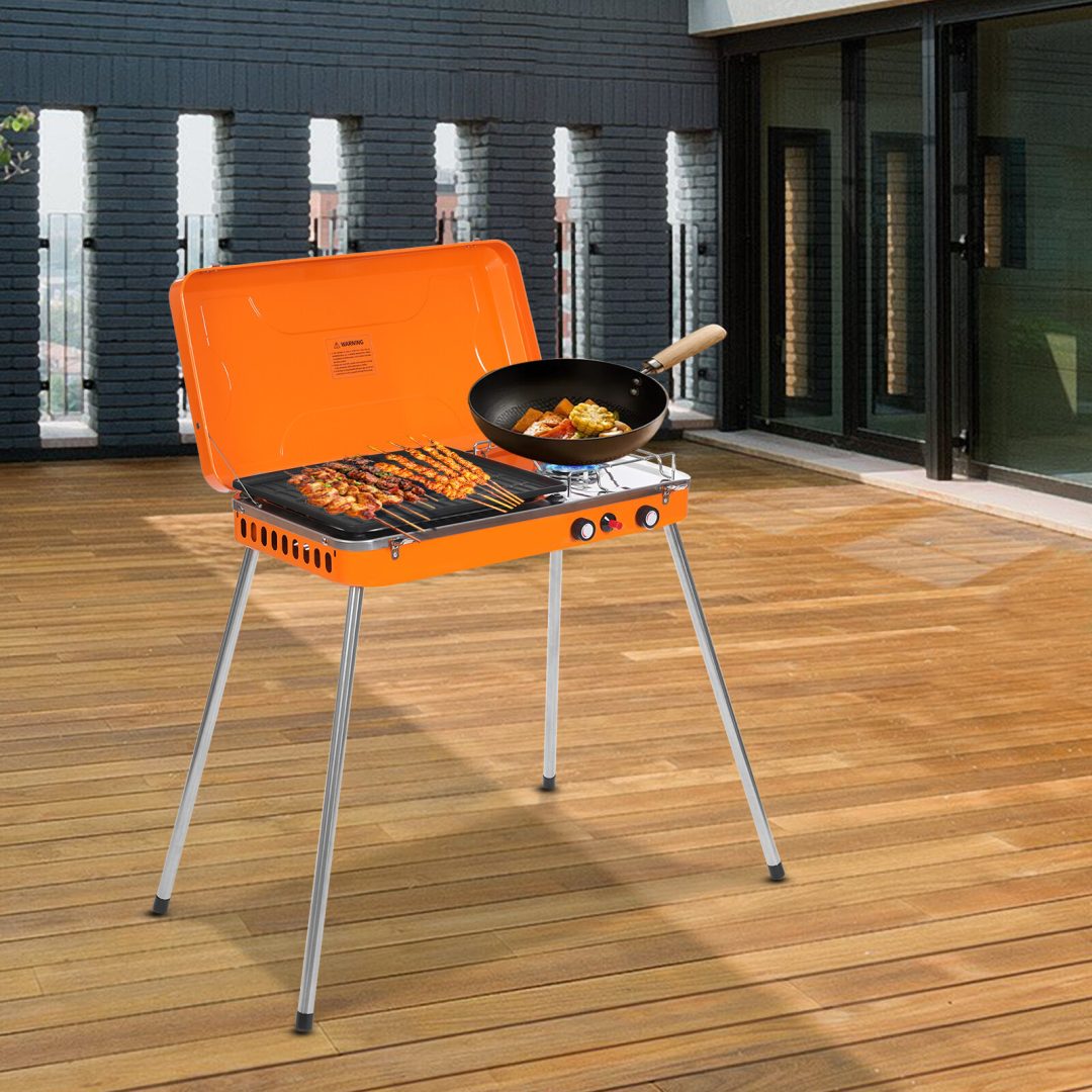 Professional Outdoor 11720 BTU Stove Propane 2 Burner Portable Cooker BBQ Grill