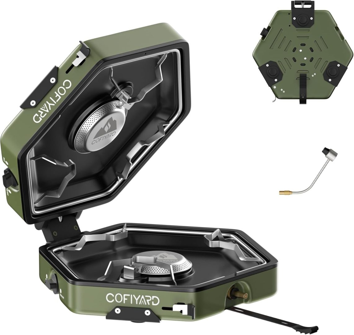 Camping Stove 2 Burner Propane with Regulator Carry Bag