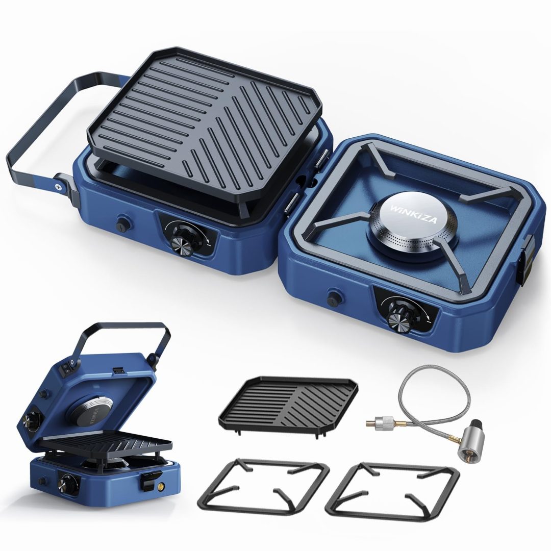 304 Stainless 2 Burner Propane Camping Stove with Griddle,Portable Floding Pr…