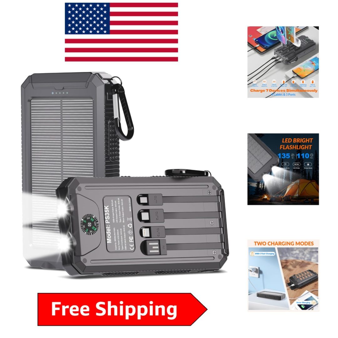 Rugged 20,000mAh Solar Power Bank – Waterproof & Dustproof Adventure Essential