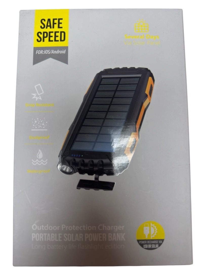 Solar Power Bank Portable Charger Waterproof Flashlight Outdoor USB
