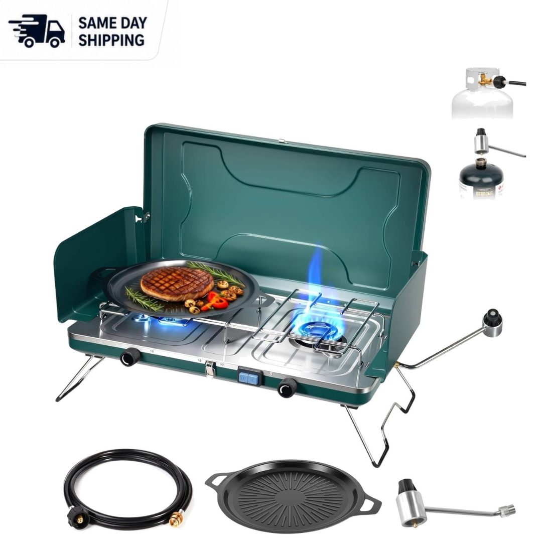 Lightweight 2 Burner Propane Stove – Perfect for Tailgating and Outdoor Cooking