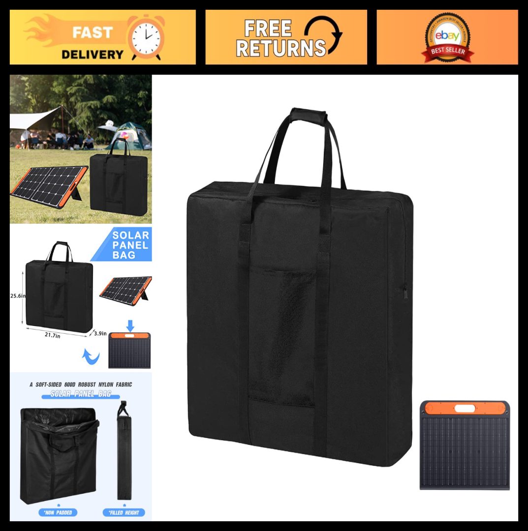 Waterproof Solar Panel Storage Bag for 100W Panels, Dustproof Carrying Case, Poc