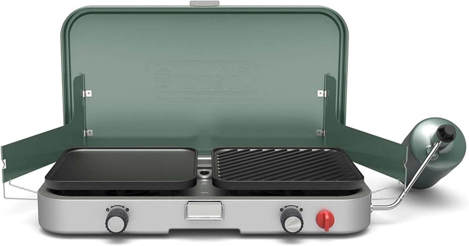 Coleman Cascade 3-in-1 Camp Stove with Cast-Iron Grill Griddle