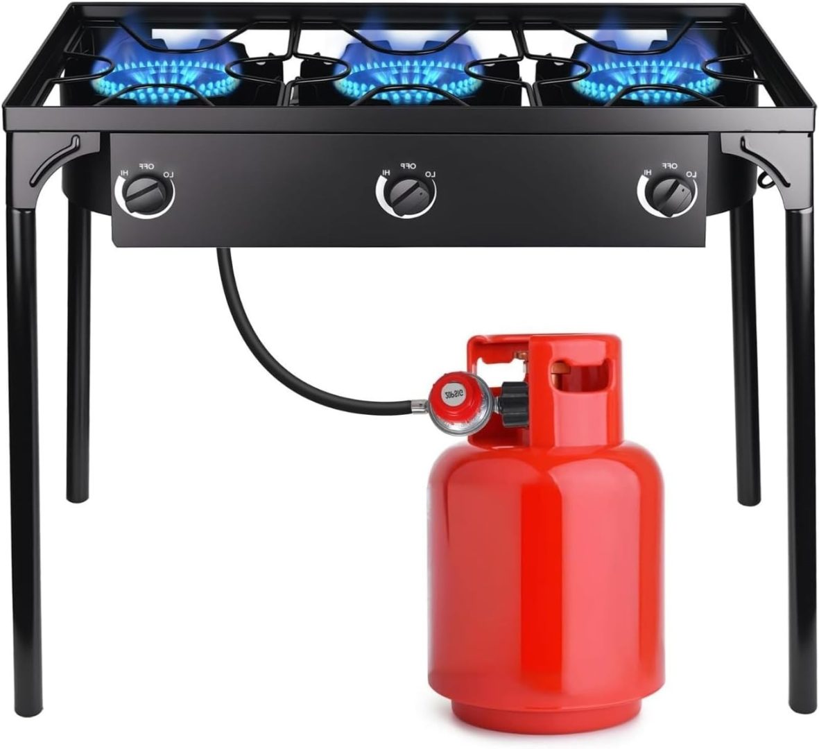 Outdoor Stove 3 Burners High Pressure Propane Gas Camp Stove w/Detachable Legs,P