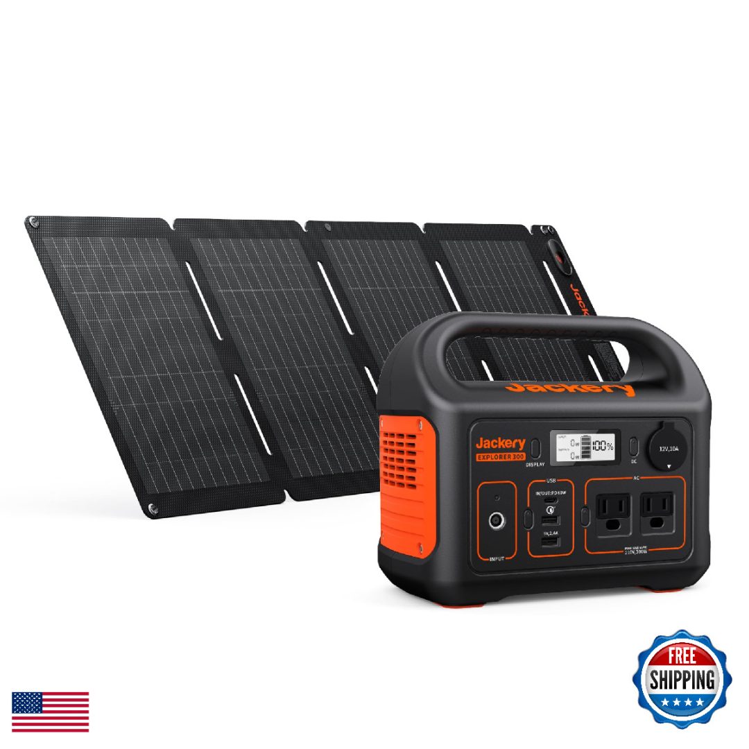 Jackery Solar Generator 300 292Wh Power Station 40W Solar Panel 300W Pure Sine