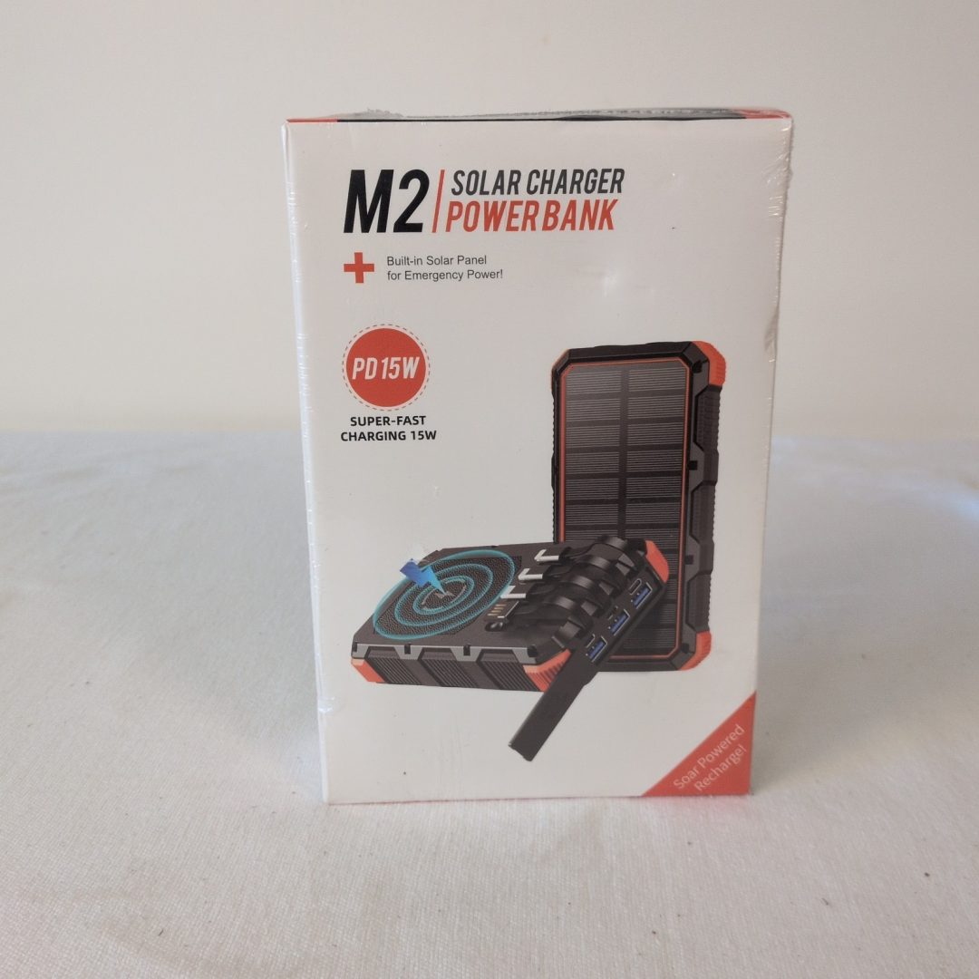 M2 Solar Charger Power Bank 49800mAh Wireless Charger QC 3.0 Fast Charging BLACK