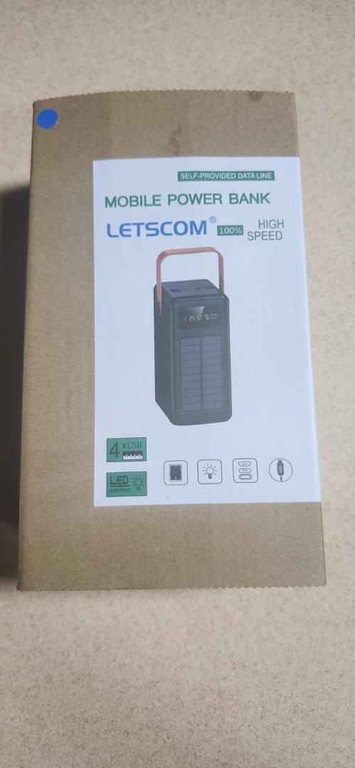 Letscom 30,000mAh Solar Power Bank With Self Provided Data Line