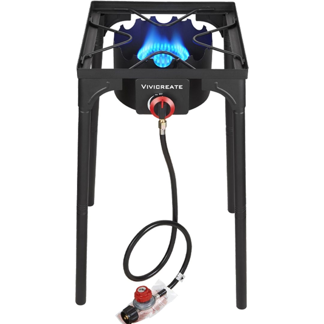 30000 BTU Propane Gas Stove Outdoor Single Burner Adjustable Height with 20PS…