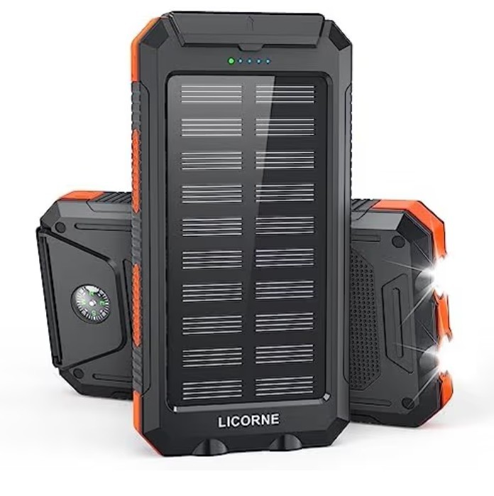 LICORNE Solar Charger Power Bank Fast Charging – 30000mAh Portable Solar Battery
