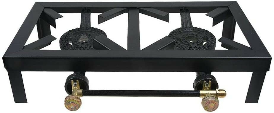 TWO BURNERS PROPANE STOVE/GRILL WITH 8 FT. PROPANE HOSE AND REGULATOR