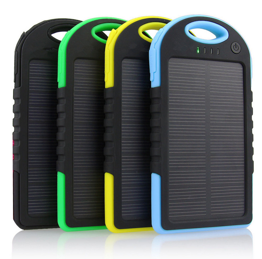 Portable Rugged Solar Power Bank 5000mAh Dual USB Waterproof Camping Hiking