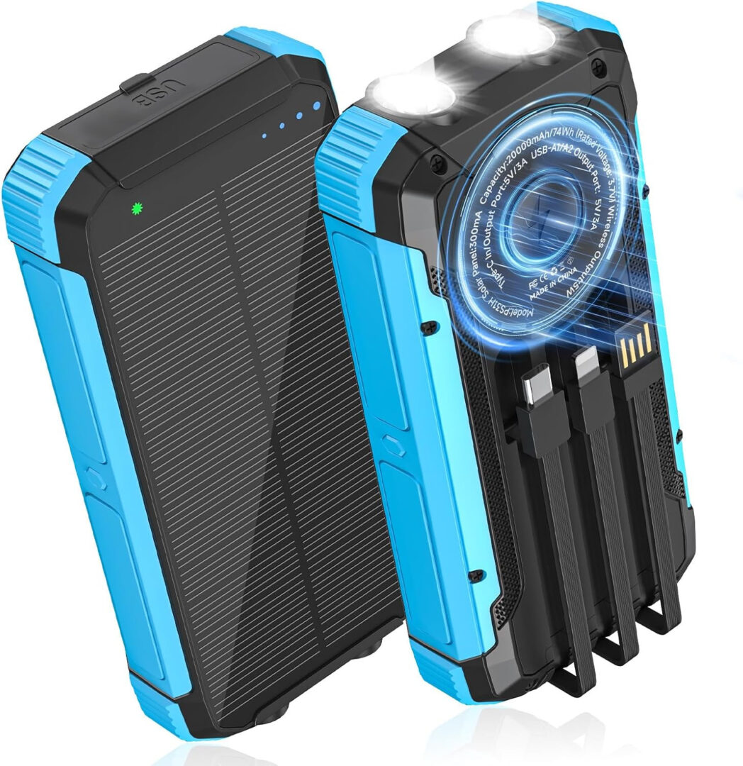 20000mAh Solar Charger Power Bank, Portable Wireless 15W Fast Charging