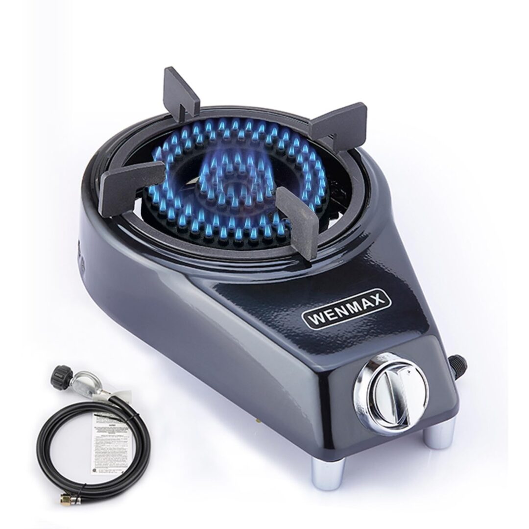 Single Burner Propane Stove, Portable Gas Stove with Propane Adapter Hose, Hi…
