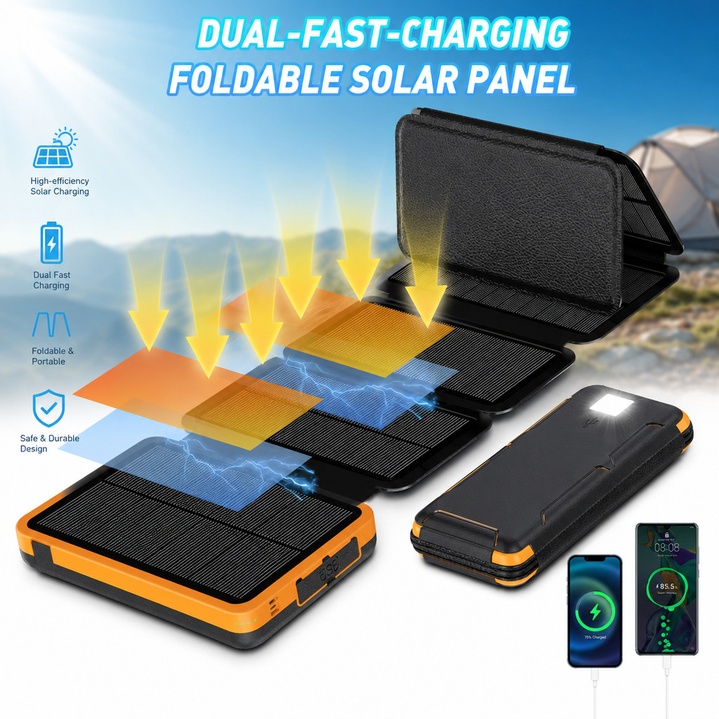 46800mAh Foldable Solar Power Bank Mobile Phone Charger For Camping Outdoor