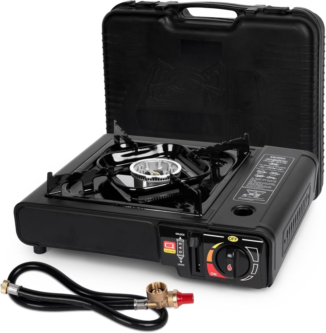 US Black Dual Fuel Stove Camping Stove W/ Case + 26IN Propane Regulator Hose NEW