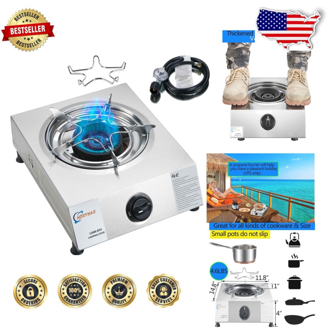12000 BTU Propane Stove, Auto Ignition, Heavy Duty Stainless Steel Outdoor Co…